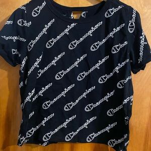 Champion short sleeve all over print t-shirt slightly cropped